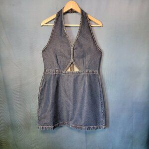 NWT Nasty Gal Denim Halter Mini Dress
